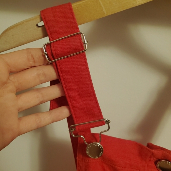 Maje Rira Red Denim Overall Style Button Down Mini Dress size XS. - Picture 5 of 14